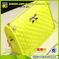 2013 fluorescent yellow handbag bag pu quilted girls sexy cheap handbag